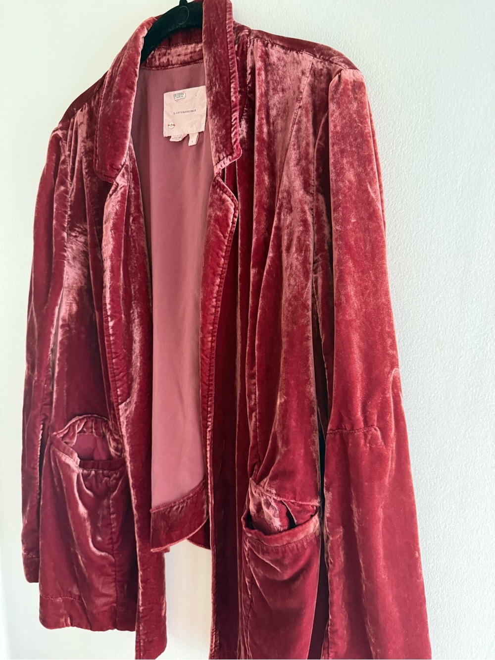 Anthropologie Velvet Criss-Cross Blazer Jacket in Wine L - Picture 6 of 13